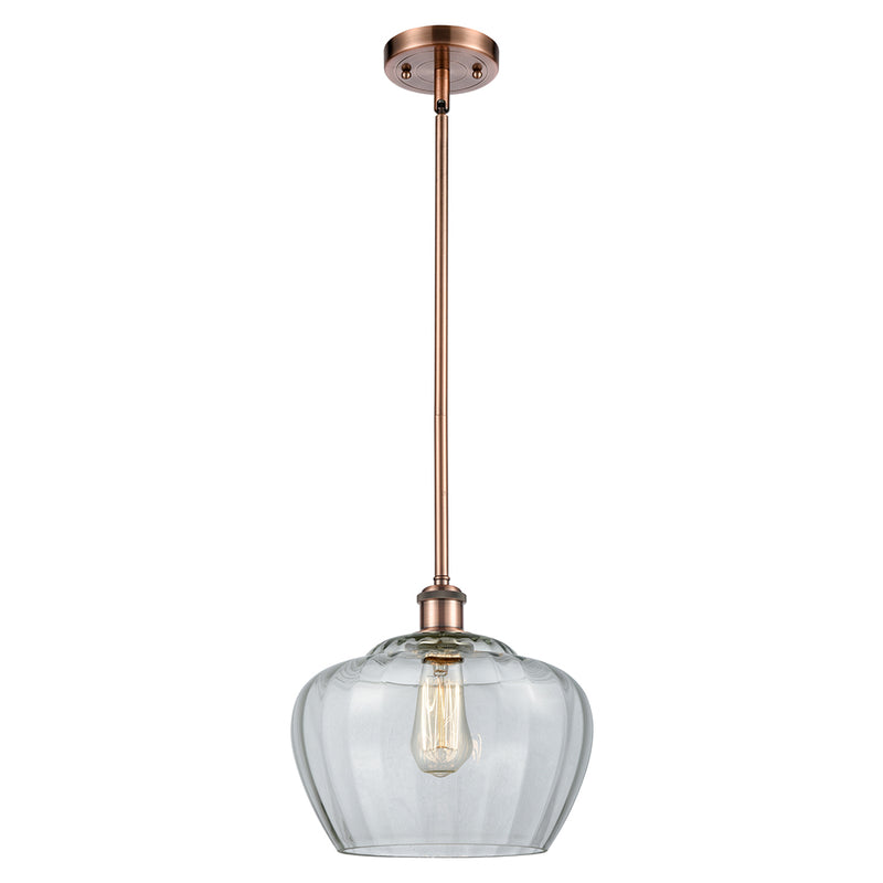 Fenton Mini Pendant shown in the Antique Copper finish with a Clear shade