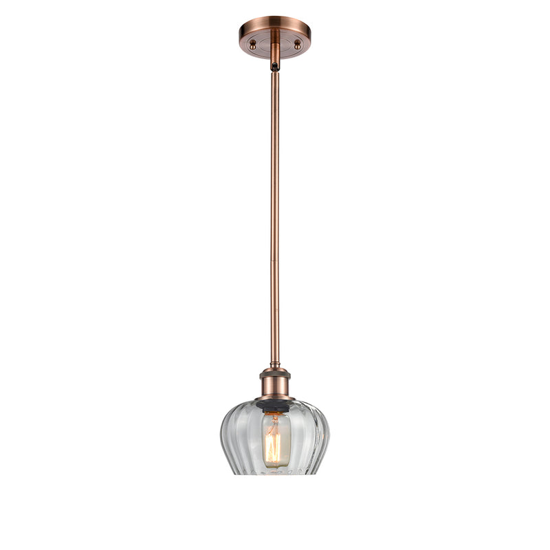 Fenton Mini Pendant shown in the Antique Copper finish with a Clear shade