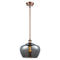 Fenton Mini Pendant shown in the Antique Copper finish with a Plated Smoke shade