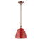 Plymouth Dome Pendant shown in the Antique Copper finish with a Red shade