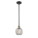 Belfast Mini Pendant shown in the Black Antique Brass finish with a Clear Crackle shade