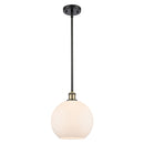 Athens Mini Pendant shown in the Black Antique Brass finish with a Matte White shade