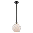 Farmhouse Rope Mini Pendant shown in the Black Antique Brass finish with a White Glass with White Rope shade