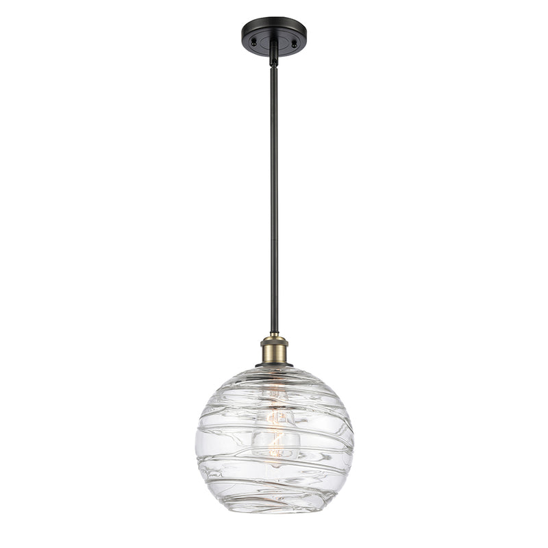 Deco Swirl Mini Pendant shown in the Black Antique Brass finish with a Clear shade