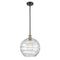 Deco Swirl Mini Pendant shown in the Black Antique Brass finish with a Clear shade