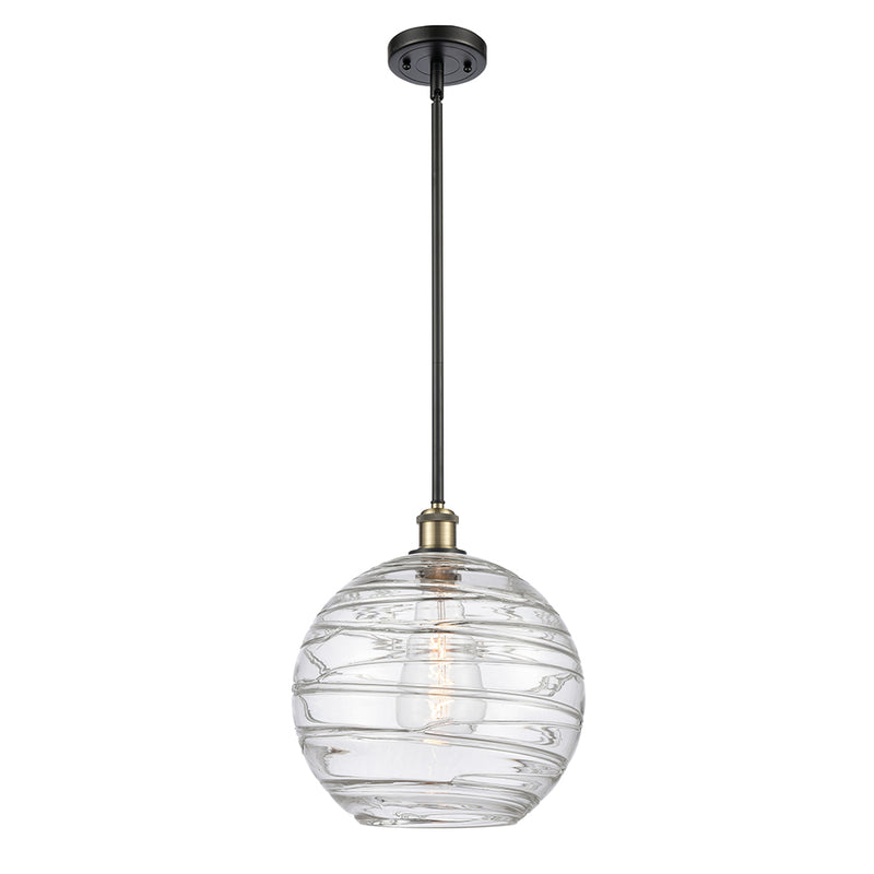 Deco Swirl Mini Pendant shown in the Black Antique Brass finish with a Clear shade