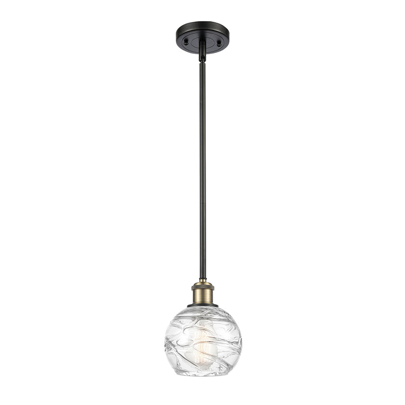 Deco Swirl Mini Pendant shown in the Black Antique Brass finish with a Clear shade