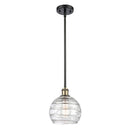 Deco Swirl Mini Pendant shown in the Black Antique Brass finish with a Clear shade