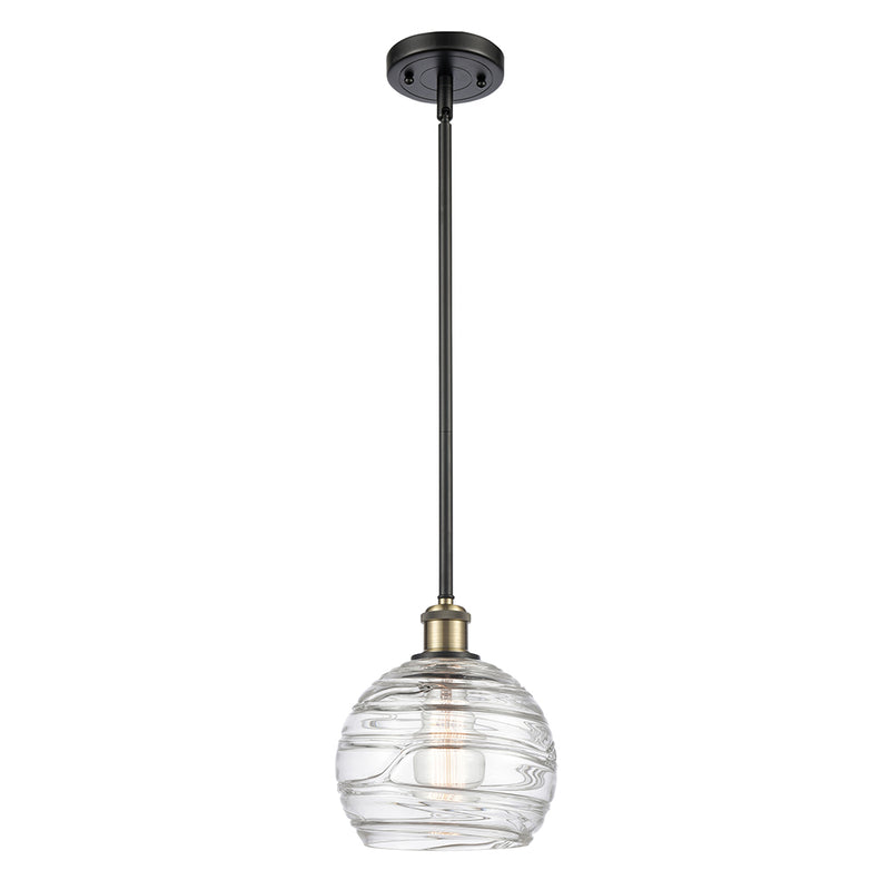 Deco Swirl Mini Pendant shown in the Black Antique Brass finish with a Clear shade