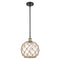 Farmhouse Rope Mini Pendant shown in the Black Antique Brass finish with a Clear Glass with Brown Rope shade