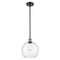 Athens Mini Pendant shown in the Black Antique Brass finish with a Clear shade