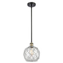 Farmhouse Rope Mini Pendant shown in the Black Antique Brass finish with a Clear Glass with White Rope shade