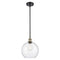 Athens Mini Pendant shown in the Black Antique Brass finish with a Seedy shade