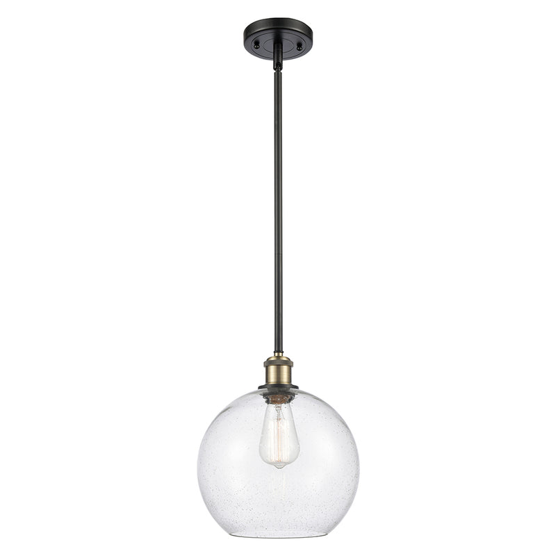 Athens Mini Pendant shown in the Black Antique Brass finish with a Seedy shade