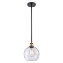 Athens Mini Pendant shown in the Black Antique Brass finish with a Seedy shade