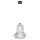 Springwater Mini Pendant shown in the Black Antique Brass finish with a Clear Spiral Fluted shade