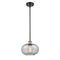 Gorham Mini Pendant shown in the Black Antique Brass finish with a Charcoal shade