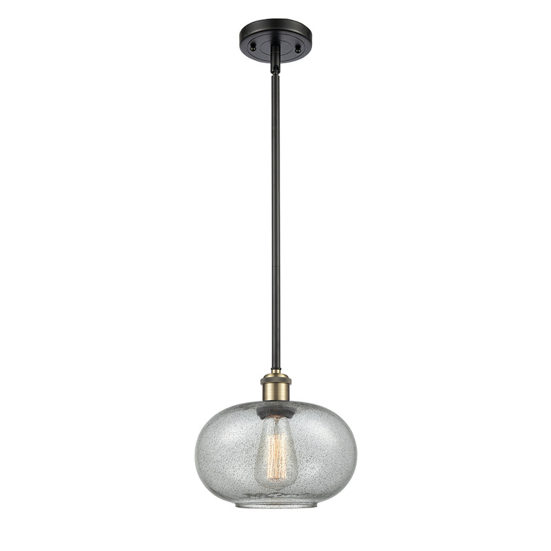 Gorham Mini Pendant shown in the Black Antique Brass finish with a Charcoal shade