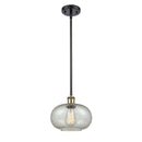 Gorham Mini Pendant shown in the Black Antique Brass finish with a Mica shade