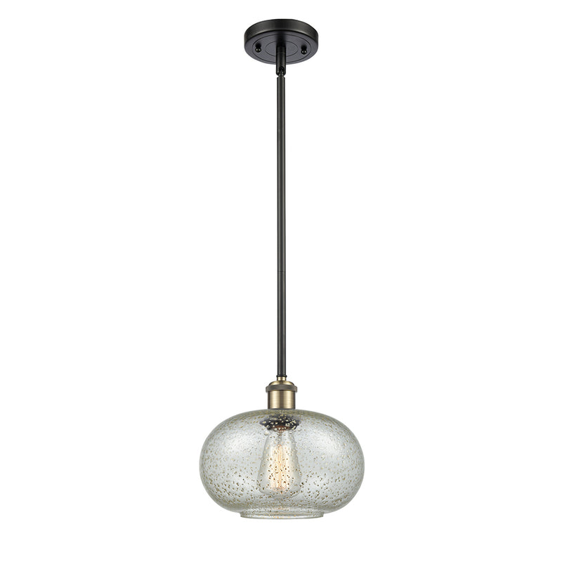 Gorham Mini Pendant shown in the Black Antique Brass finish with a Mica shade