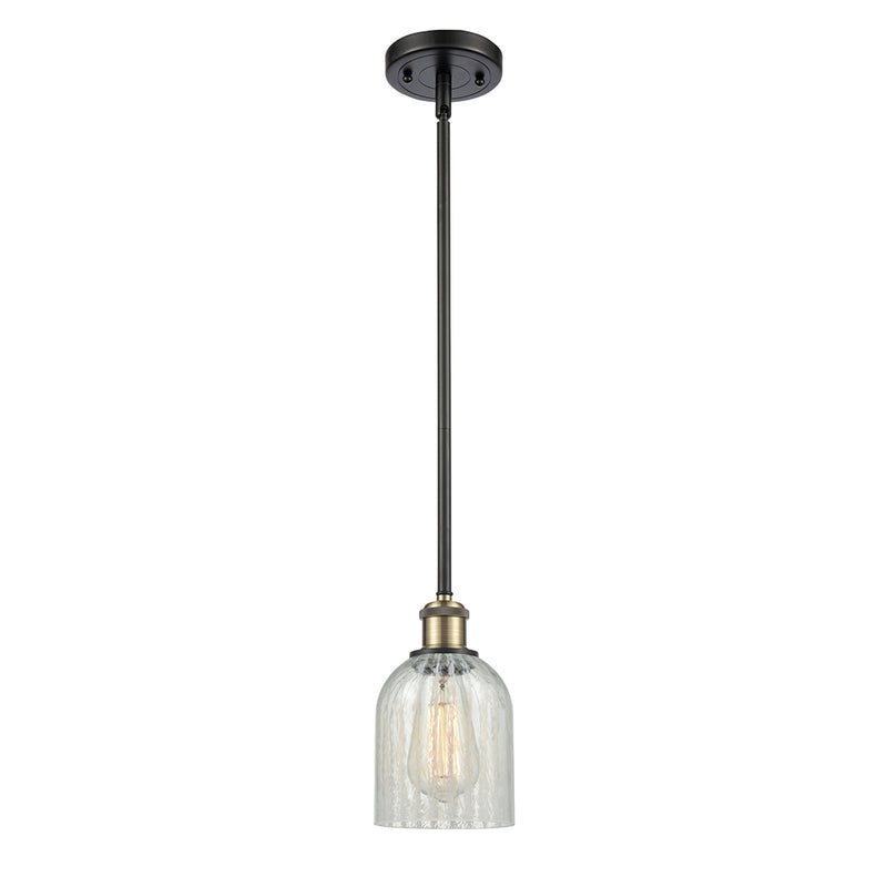 Caledonia Mini Pendant shown in the Black Antique Brass finish with a Mouchette shade