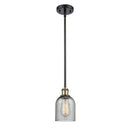 Caledonia Mini Pendant shown in the Black Antique Brass finish with a Charcoal shade