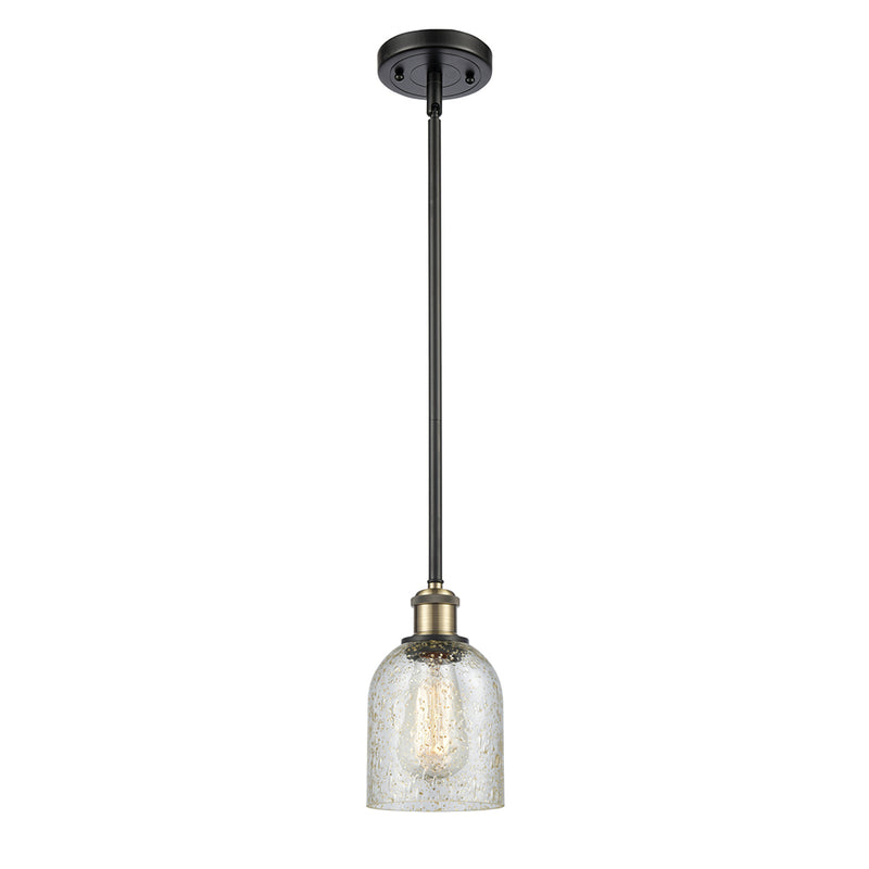 Caledonia Mini Pendant shown in the Black Antique Brass finish with a Mica shade