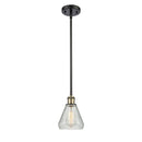 Conesus Mini Pendant shown in the Black Antique Brass finish with a Clear Crackle shade