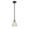 Conesus Mini Pendant shown in the Black Antique Brass finish with a Clear Crackle shade