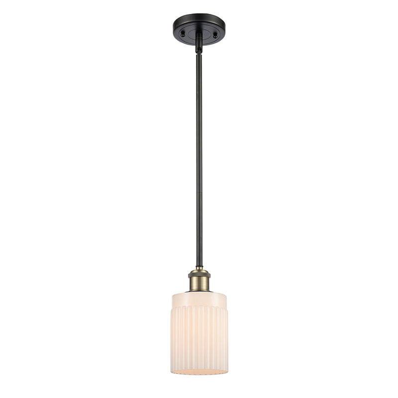 Hadley Mini Pendant shown in the Black Antique Brass finish with a Matte White shade