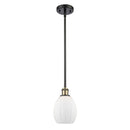 Eaton Mini Pendant shown in the Black Antique Brass finish with a Matte White shade