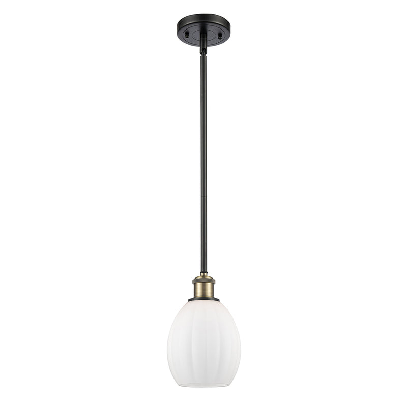 Eaton Mini Pendant shown in the Black Antique Brass finish with a Matte White shade