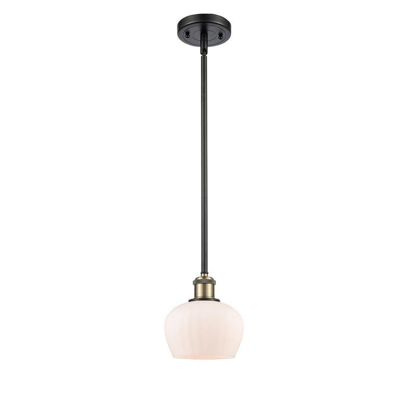 Fenton Mini Pendant shown in the Black Antique Brass finish with a Matte White shade