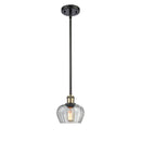 Fenton Mini Pendant shown in the Black Antique Brass finish with a Clear shade