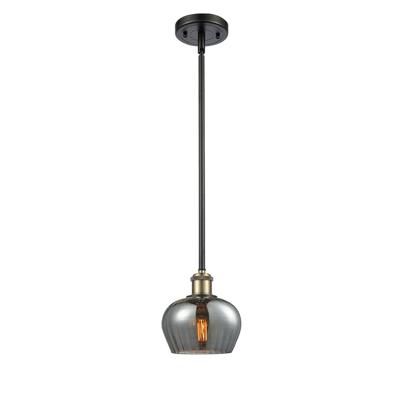 Fenton Mini Pendant shown in the Black Antique Brass finish with a Plated Smoke shade