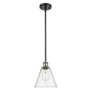 Ballston Cone Mini Pendant shown in the Black Antique Brass finish with a Seedy shade