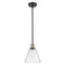 Ballston Cone Mini Pendant shown in the Black Antique Brass finish with a Seedy shade