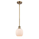 Belfast Mini Pendant shown in the Brushed Brass finish with a Matte White shade