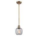 Belfast Mini Pendant shown in the Brushed Brass finish with a Seedy shade