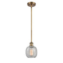 Belfast Mini Pendant shown in the Brushed Brass finish with a Clear Crackle shade