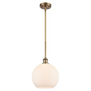 Athens Mini Pendant shown in the Brushed Brass finish with a Matte White shade