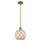 Farmhouse Rope Mini Pendant shown in the Brushed Brass finish with a White Glass with Brown Rope shade