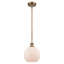 Athens Mini Pendant shown in the Brushed Brass finish with a Matte White shade