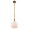 Athens Mini Pendant shown in the Brushed Brass finish with a Matte White shade