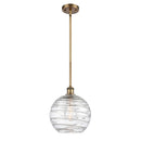 Deco Swirl Mini Pendant shown in the Brushed Brass finish with a Clear shade