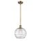 Deco Swirl Mini Pendant shown in the Brushed Brass finish with a Clear shade