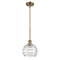 Deco Swirl Mini Pendant shown in the Brushed Brass finish with a Clear shade