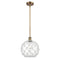 Farmhouse Rope Mini Pendant shown in the Brushed Brass finish with a Clear Glass with White Rope shade