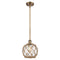 Farmhouse Rope Mini Pendant shown in the Brushed Brass finish with a Clear Glass with Brown Rope shade