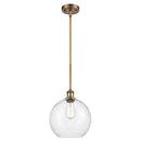 Athens Mini Pendant shown in the Brushed Brass finish with a Seedy shade